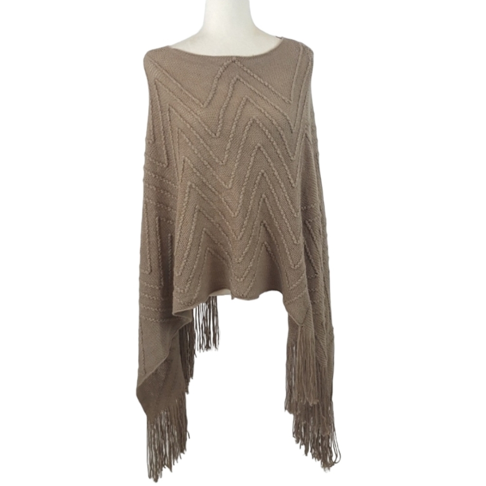 Vintage - Camel Tassel Fringe Poncho